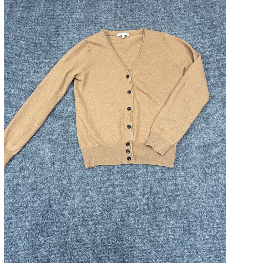 Anna Thomas Cardigan Womens S Tan Wool Cashmere V-Neck Button Front Knit Sweater